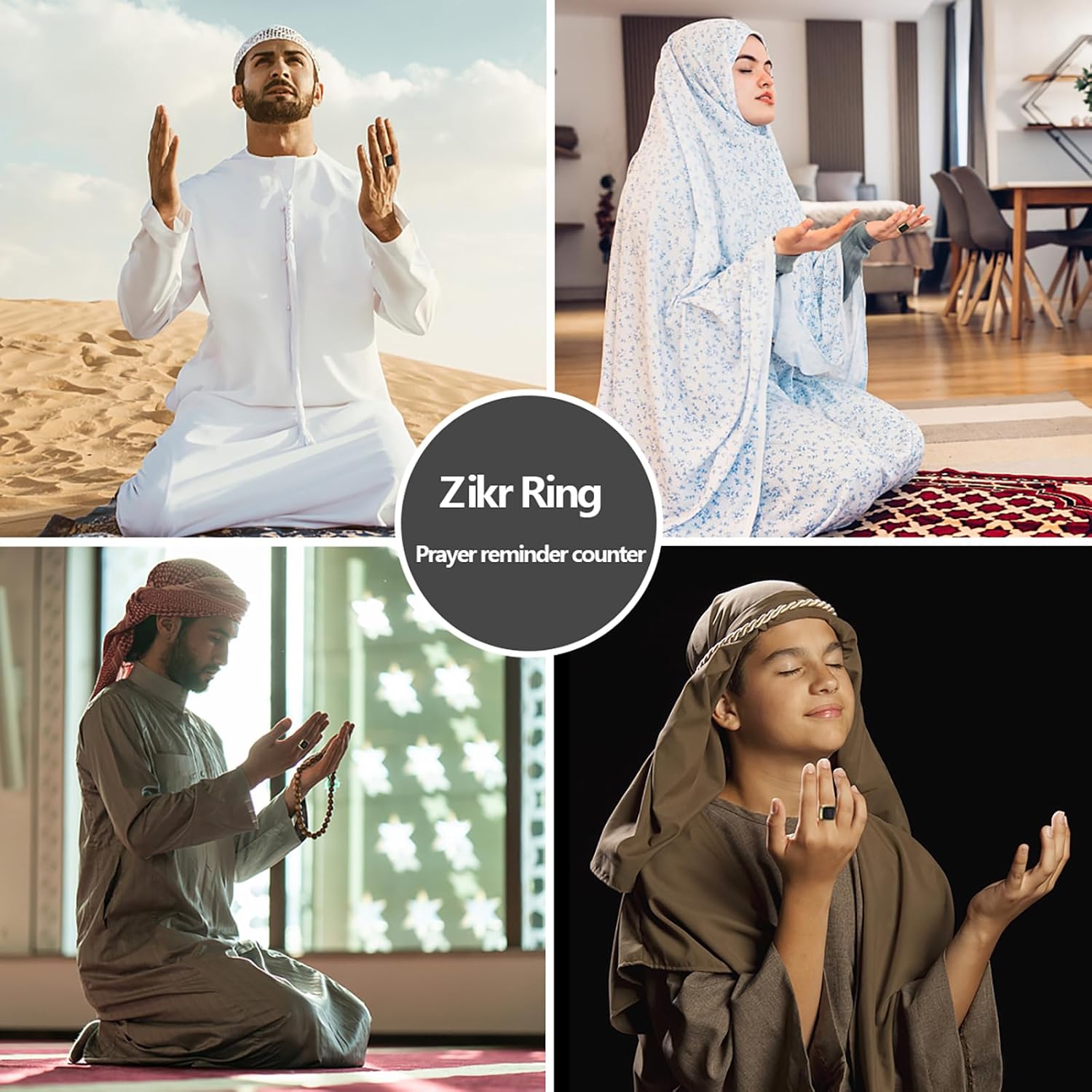 Smart Digital Prayer Ring with Tasbih Counter, Azan Alarm & OLED Display