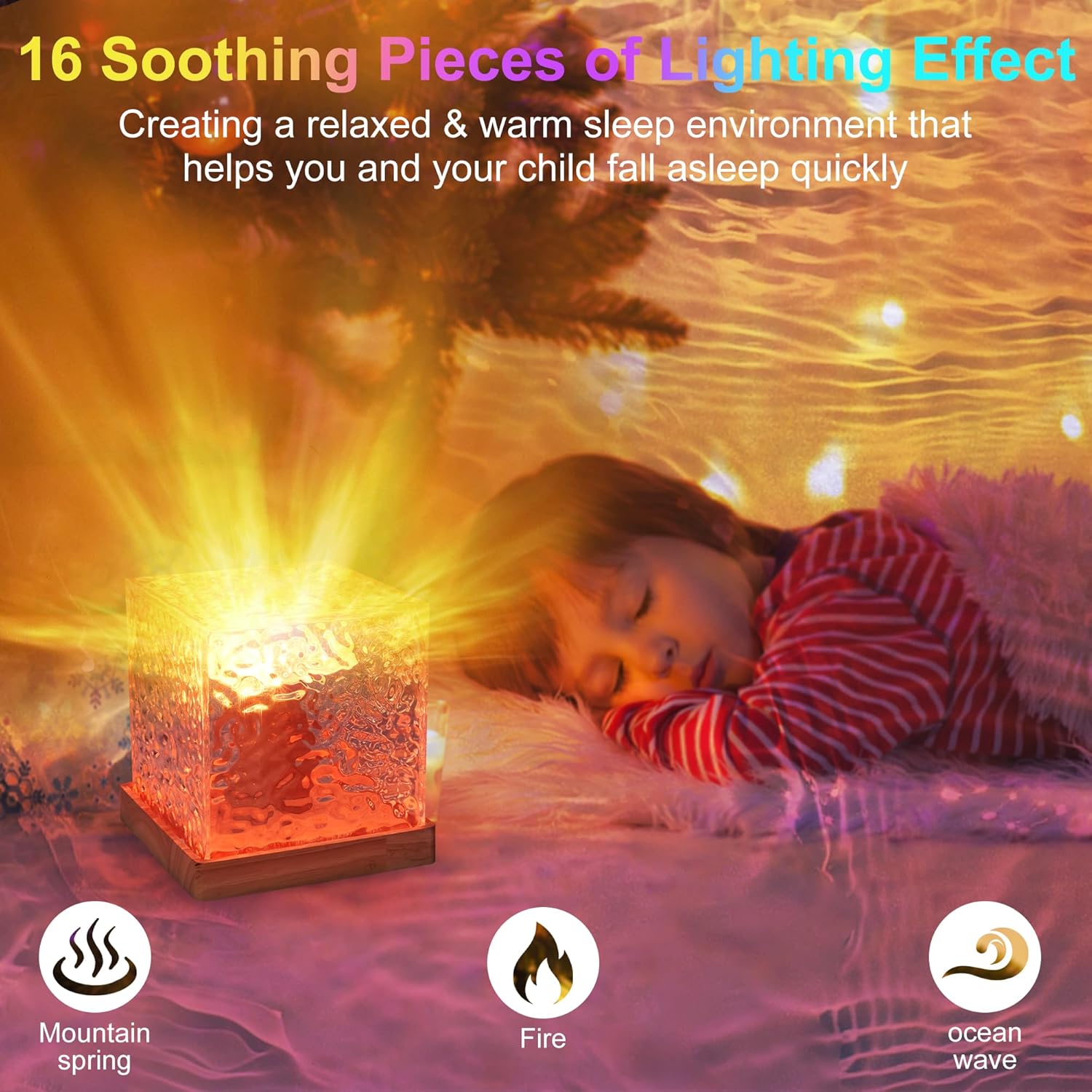 Ocean Wave Projector Light with Remote, 16 Colors Rotating Water Lamp for Bedroom Decor