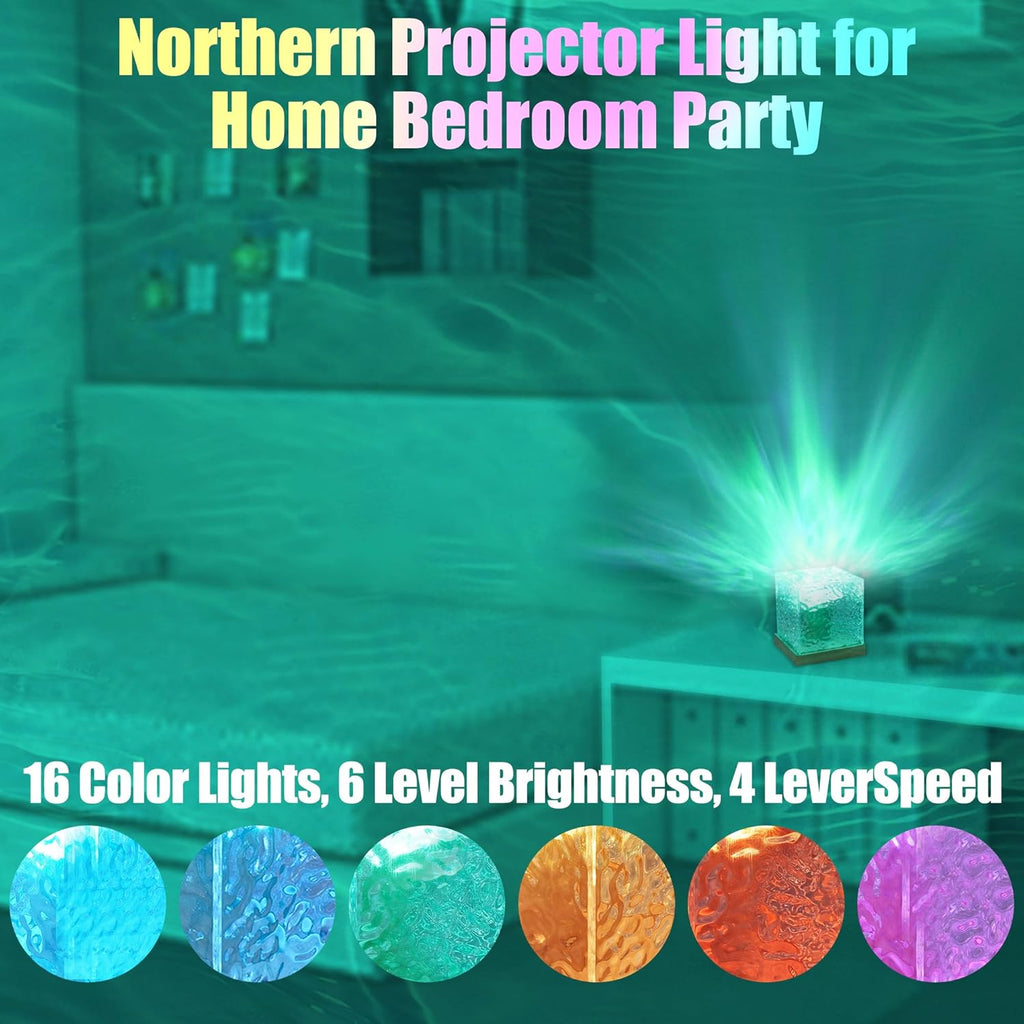 Ocean Wave Projector Light with Remote, 16 Colors Rotating Water Lamp for Bedroom Decor