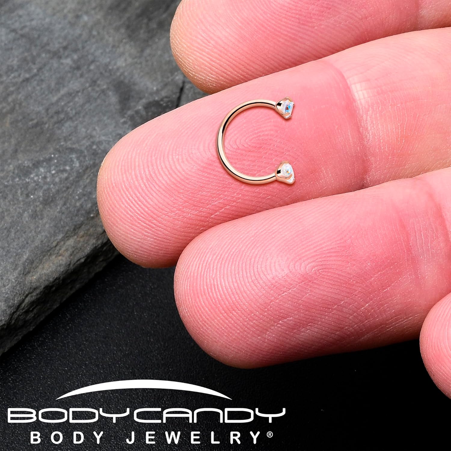 Internally Threaded Titanium Horseshoe Nose Ring with CZ Gems - Hypoallergenic & Lightweight