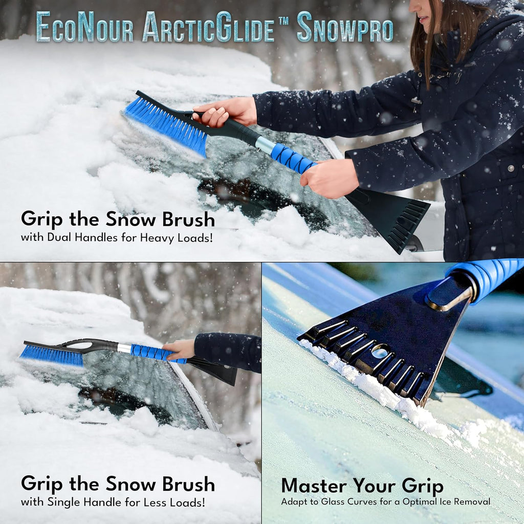 27" Car Snow Brush and Ice Scraper (2-Pack) | Scratch-Free Bristles & Aluminum Body | Winter Car Accessories