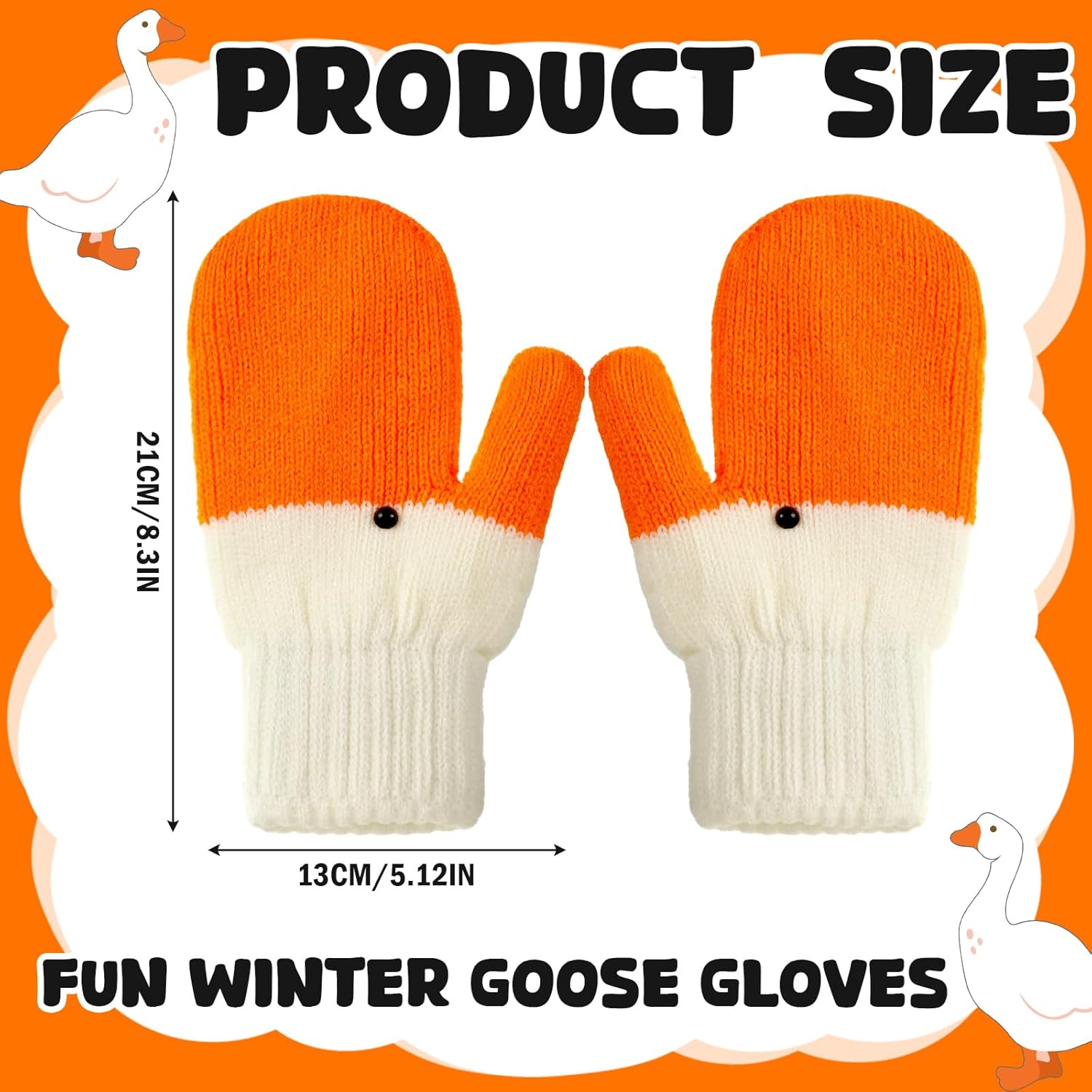 Winter Goose Gloves with Thermal Lining - Cute Mittens for Women