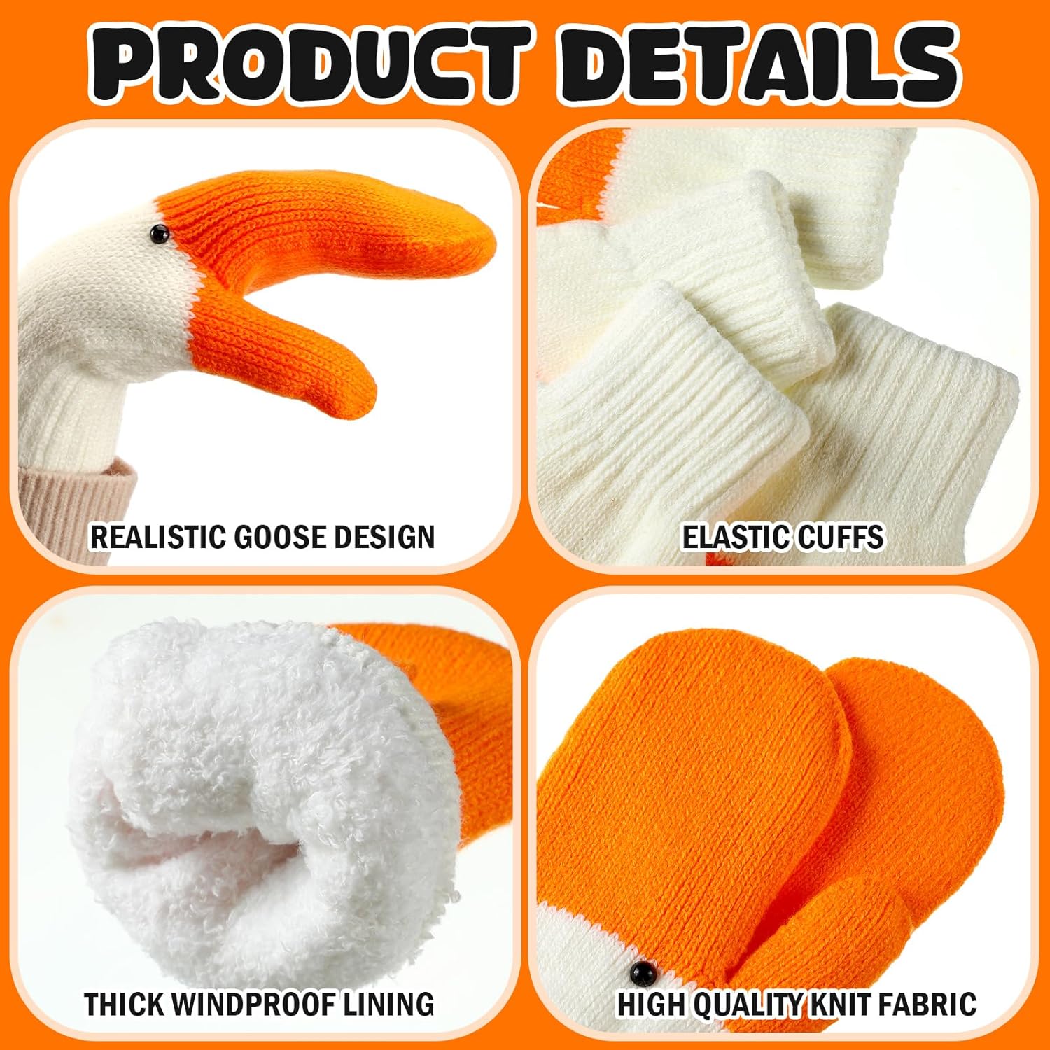 Winter Goose Gloves with Thermal Lining - Cute Mittens for Women