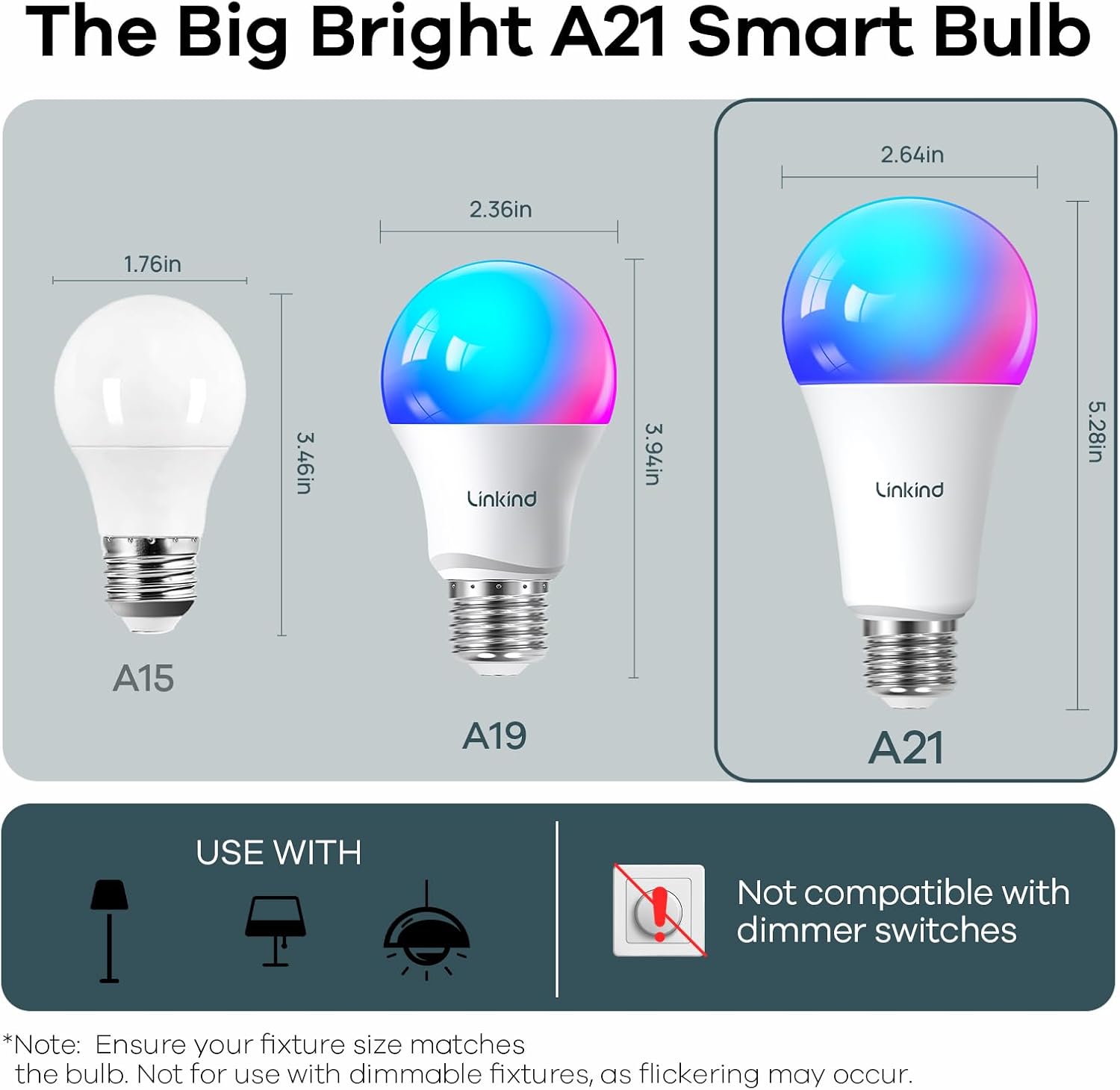 Matter Smart Light Bulb, 1600LM RGBTW Color Changing, Music Sync, Wi-Fi A21 E26, 4-Pack