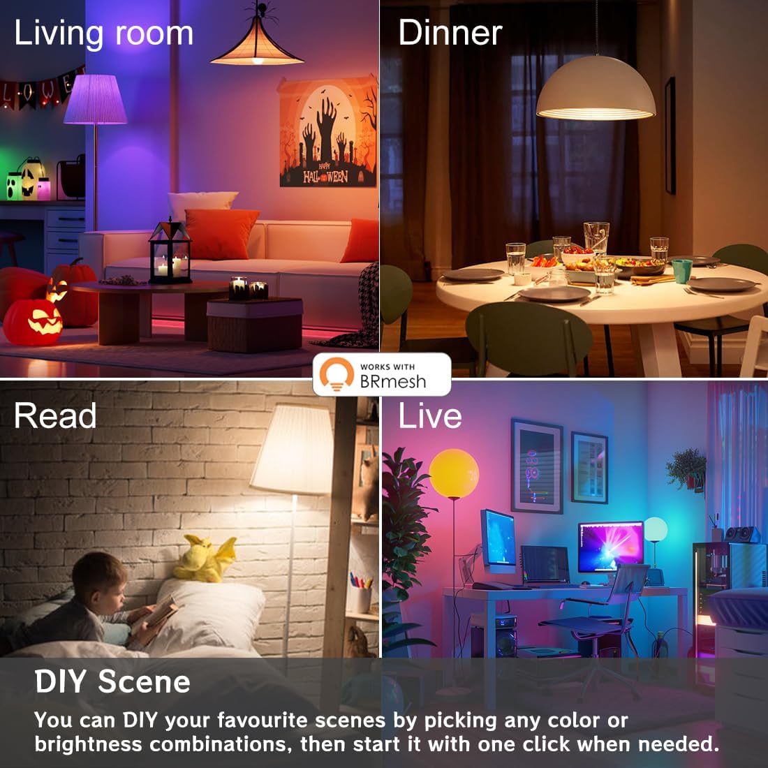 Smart RGB Light Bulbs with Alexa, 16M Colors, 12W (130W Equivalent), 8-Pack