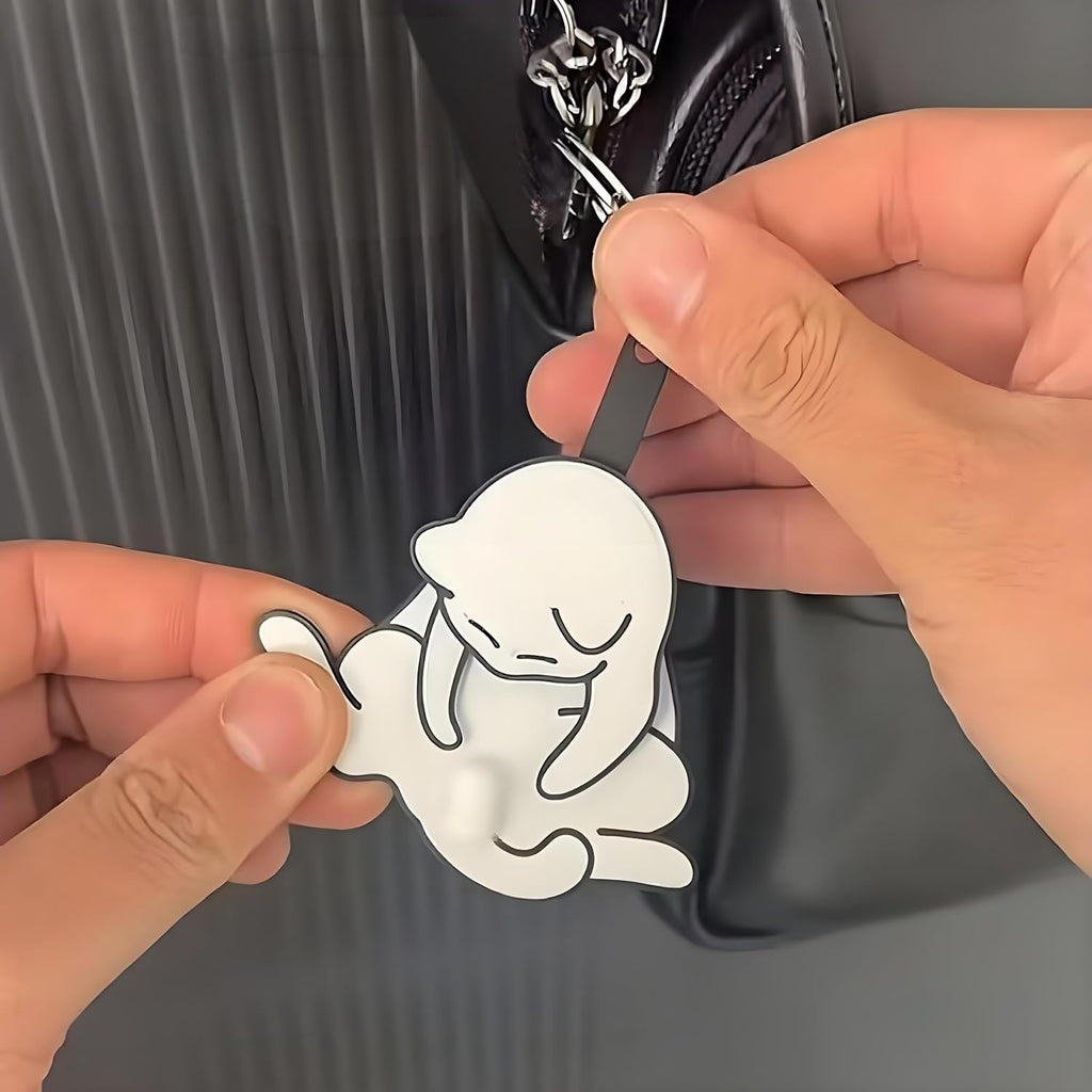 Interactive Rotating Cat Keychain with Wiggling Eggs - Fun Fidget Toy for Bags & Keys