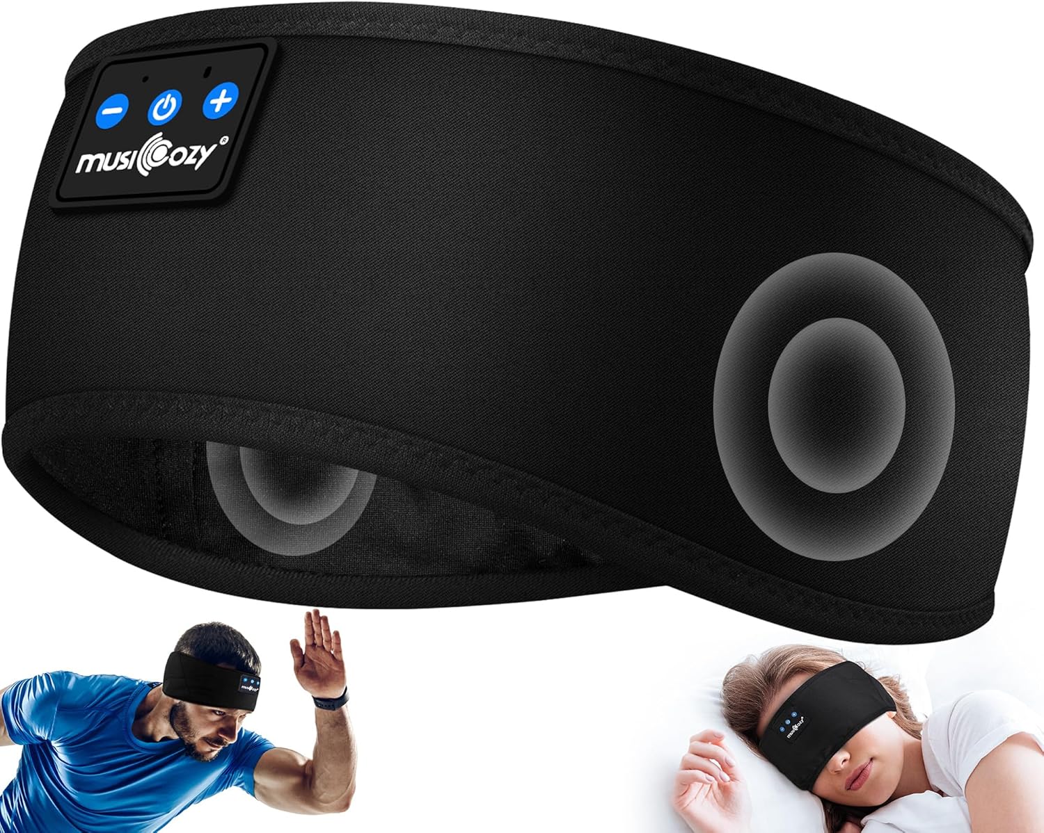 Sleep & Sports Bluetooth Headband with Ultra-Thin Speakers, 14-Hour Playtime, Sweat-Resistant