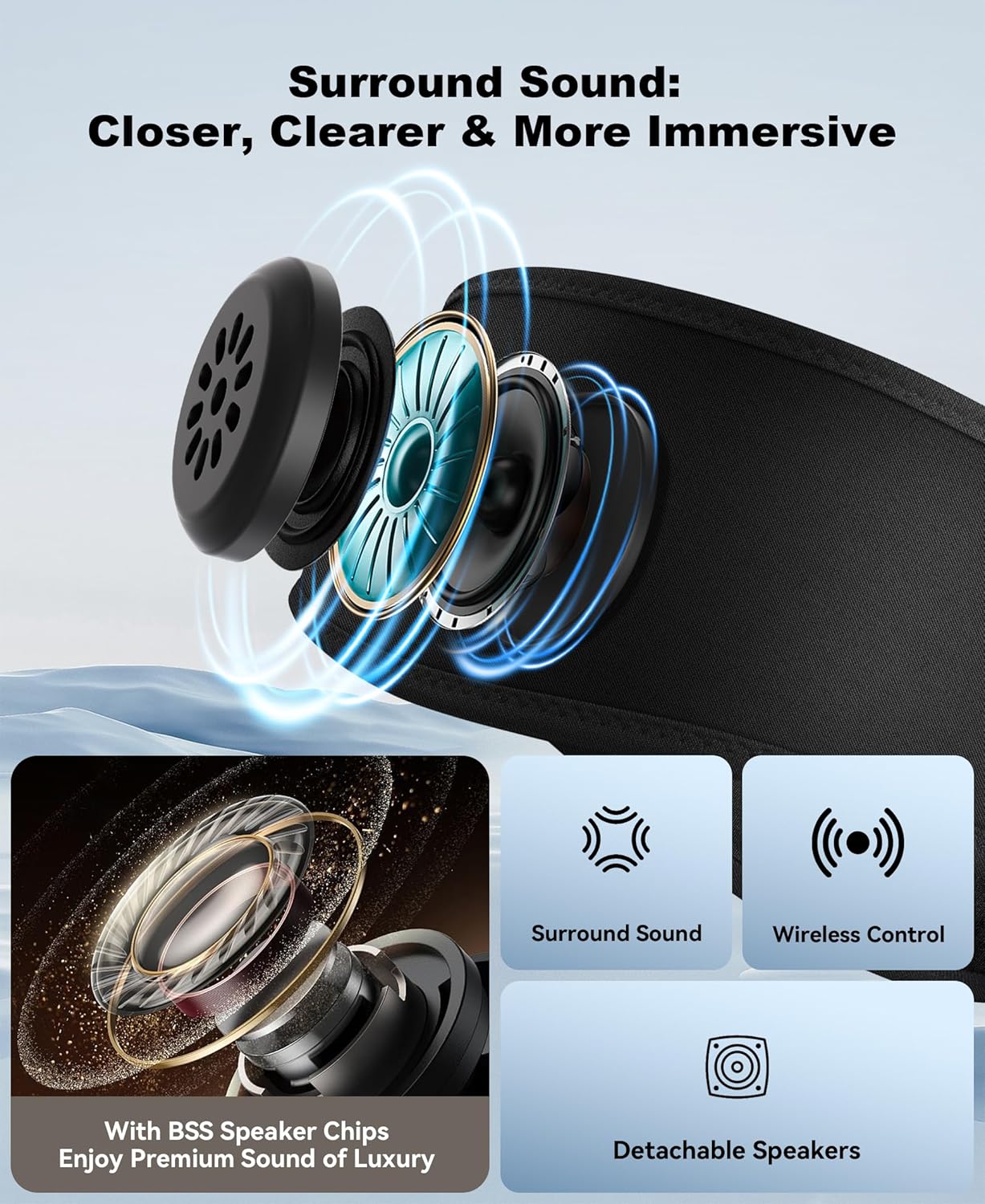 Sleep & Sports Bluetooth Headband with Ultra-Thin Speakers, 14-Hour Playtime, Sweat-Resistant
