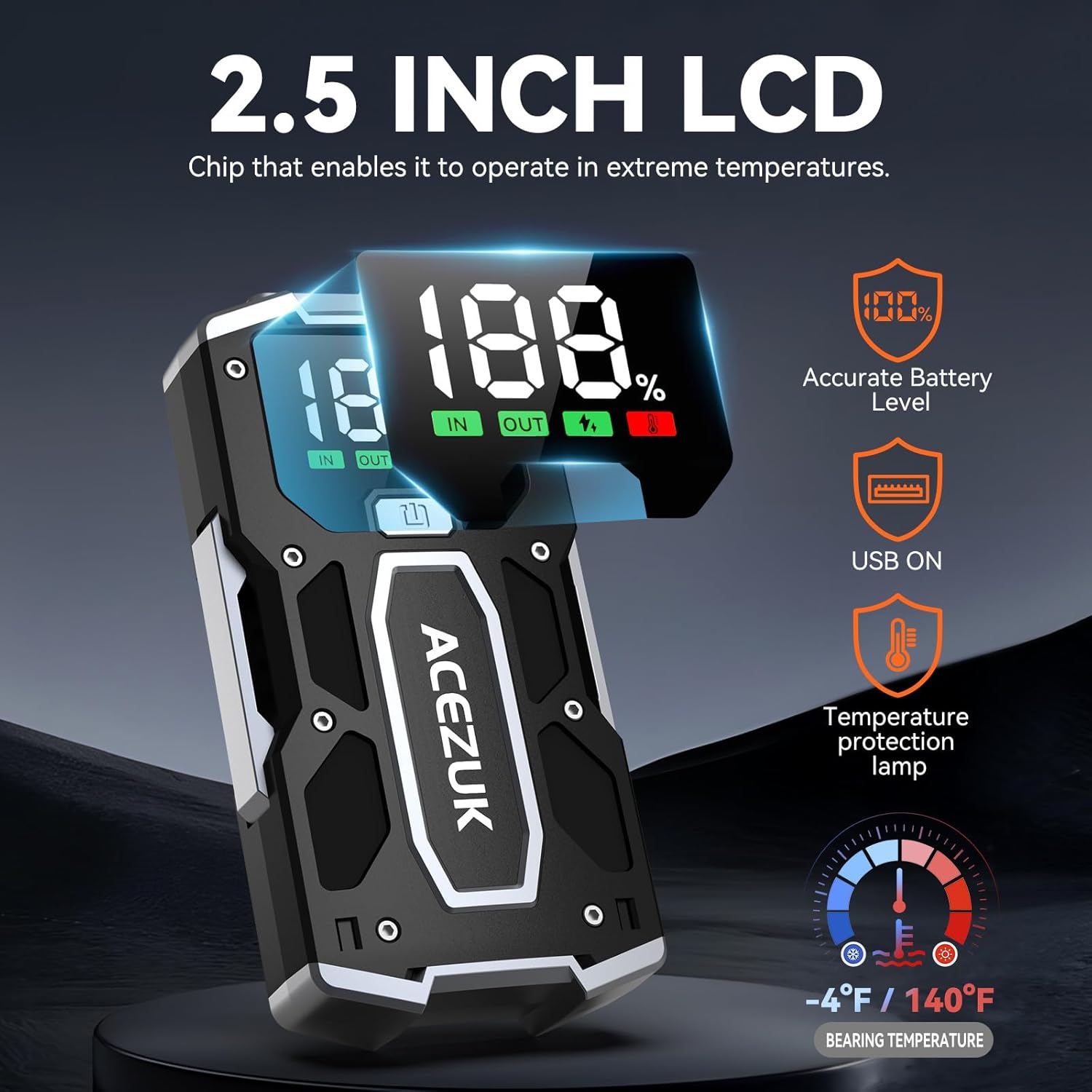 12V 8-in-1 Jump Starter Battery Pack 6000A, Up to 7.0L Gas & 5.5L Diesel Engines with Quick Charge 3.0
