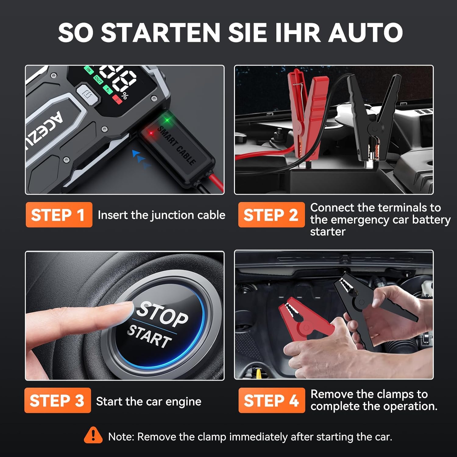 12V 8-in-1 Jump Starter Battery Pack 6000A, Up to 7.0L Gas & 5.5L Diesel Engines with Quick Charge 3.0
