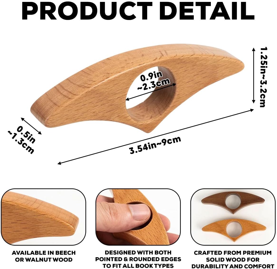 Personalized Wooden Thumb Bookmark - Ergonomic Page Holder for Hands-Free Reading