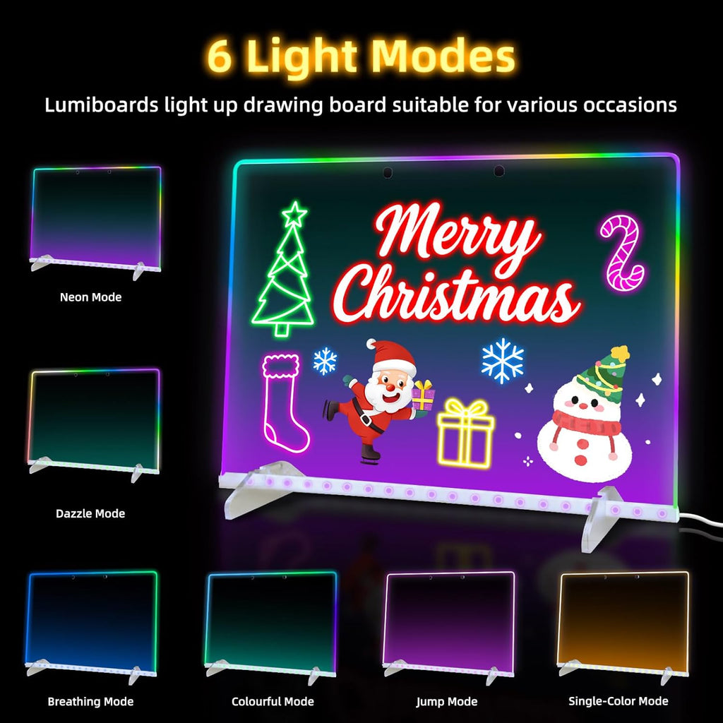 LED Drawing Board with 7 Colors, Includes Markers and Accessories