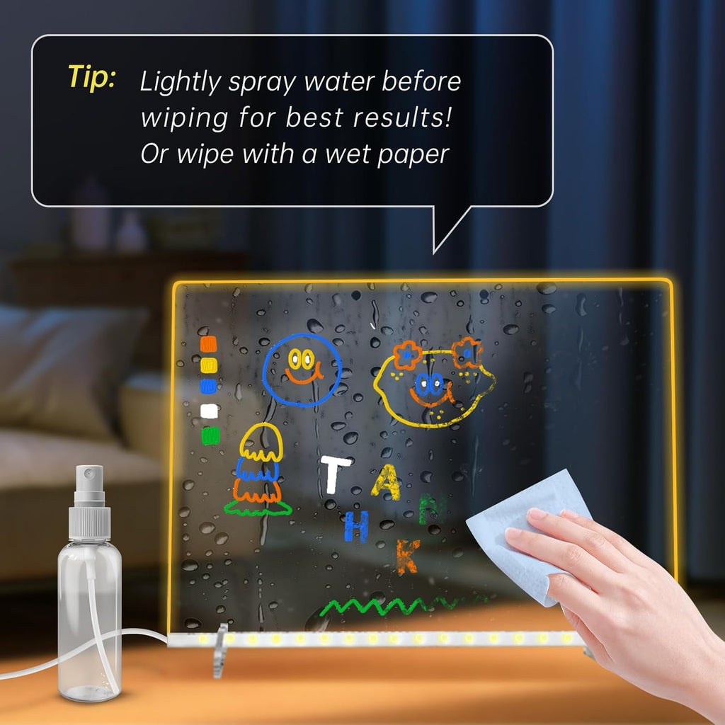 LED Drawing Board with 7 Colors, Includes Markers and Accessories