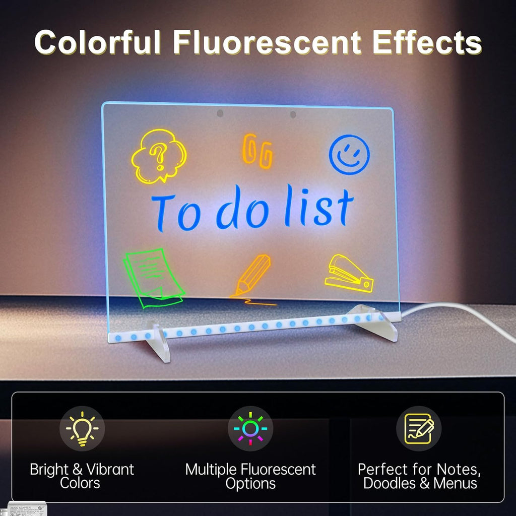 LED Drawing Board with 7 Colors, Includes Markers and Accessories