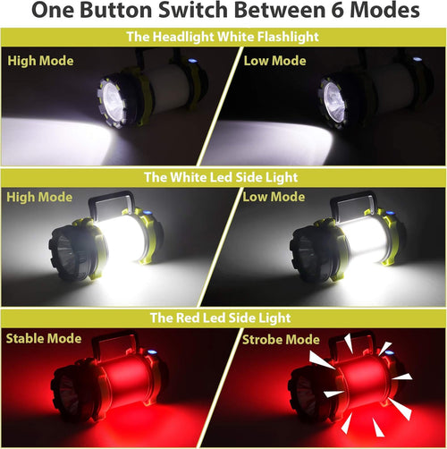 2-Pack Rechargeable Camping Lantern with 1000LM, 6 Modes, 4000mAh Power Bank, IPX5 Waterproof