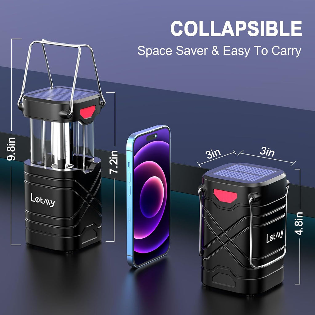 4-Pack Rechargeable LED Camping Lanterns with 3 Power Sources, 600 Lumens, Water-Resistant