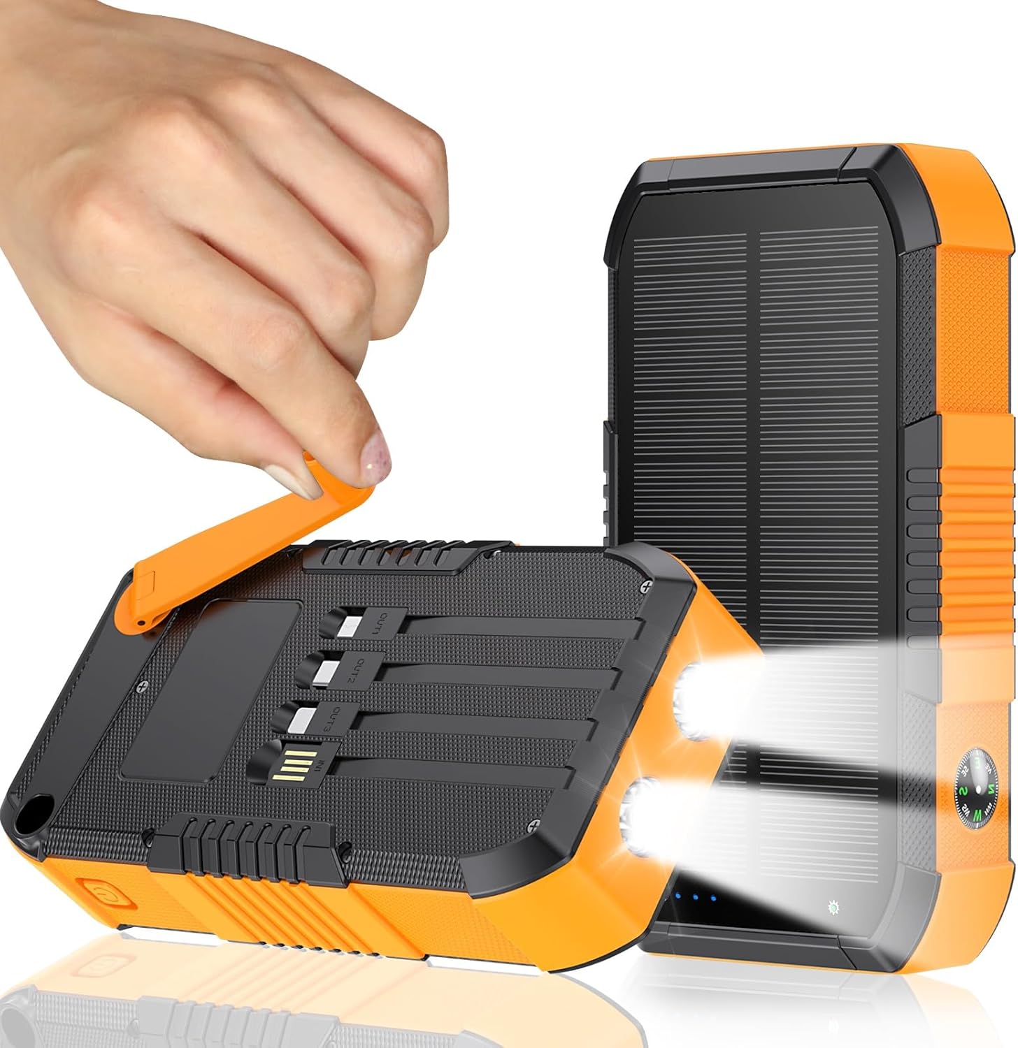 66800mAh Solar Power Bank with Hand Crank, 22.5W Fast Charging, 6 Outputs & 4 Inputs, Waterproof Outdoor Charger with Flashlight & Compass