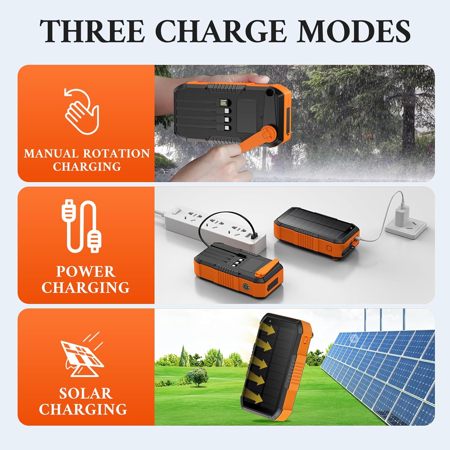 66800mAh Solar Power Bank with Hand Crank, 22.5W Fast Charging, 6 Outputs & 4 Inputs, Waterproof Outdoor Charger with Flashlight & Compass