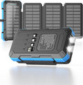 49800mAh Solar Power Bank with 4 Built-in Cables, 3 Foldable Panels & PD22.5W Fast Charging