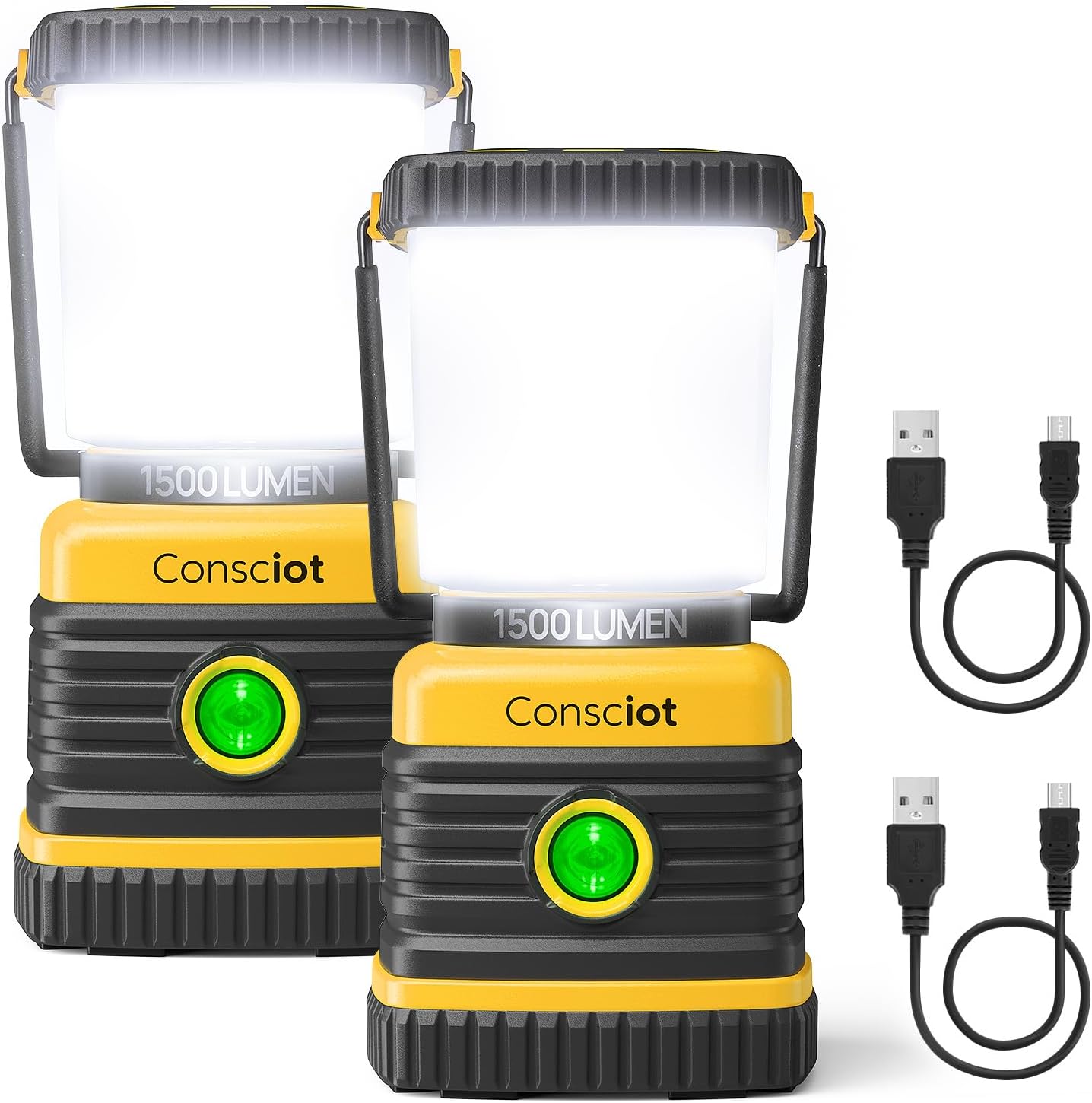 USB-C Rechargeable Camping Lantern, 1500LM, 5 Light Modes, 100H Runtime, IPX4 Waterproof