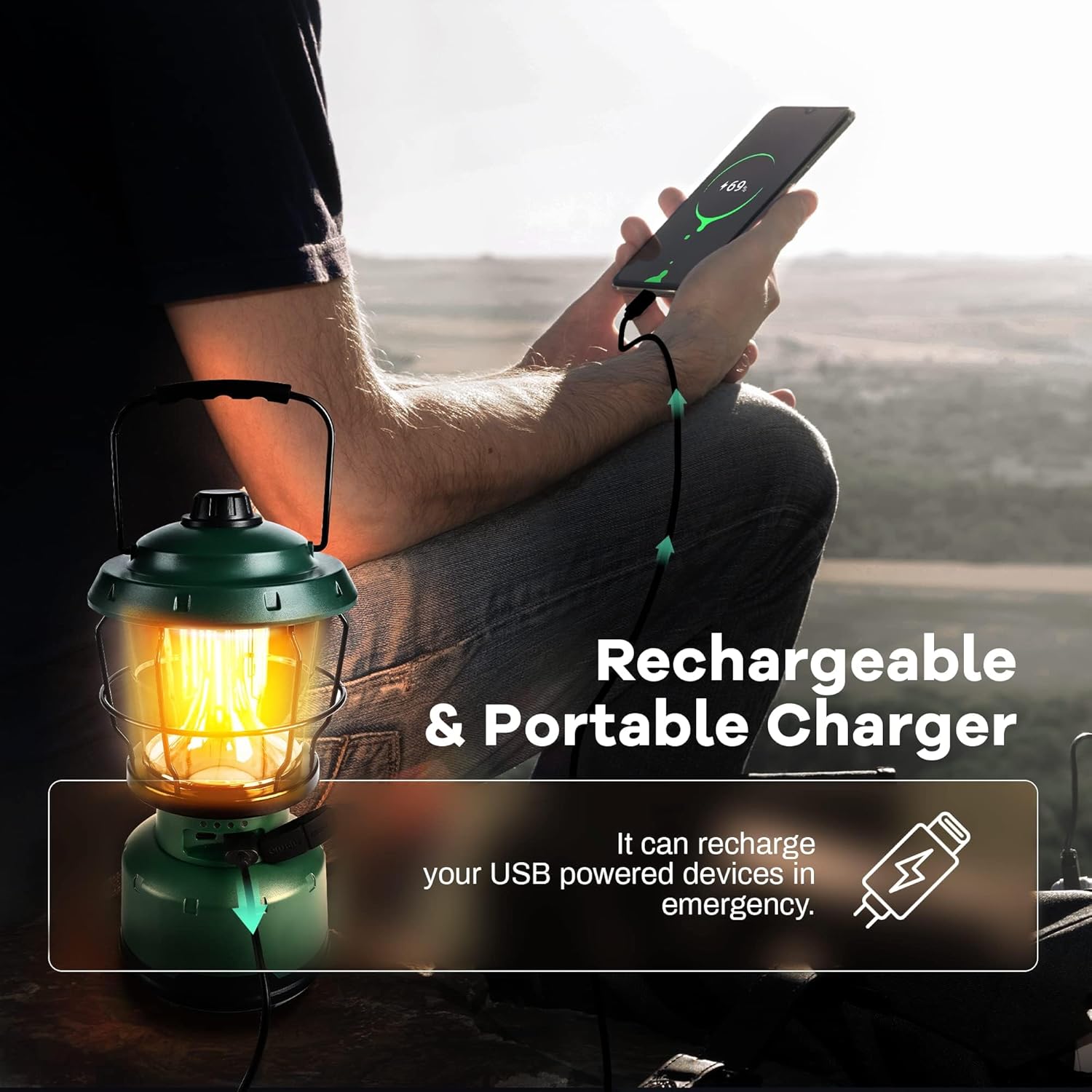 72-Hour LED Camping Lantern, 2500 Lumens Water Resistant Emergency Light for Power Outage & Outdoor