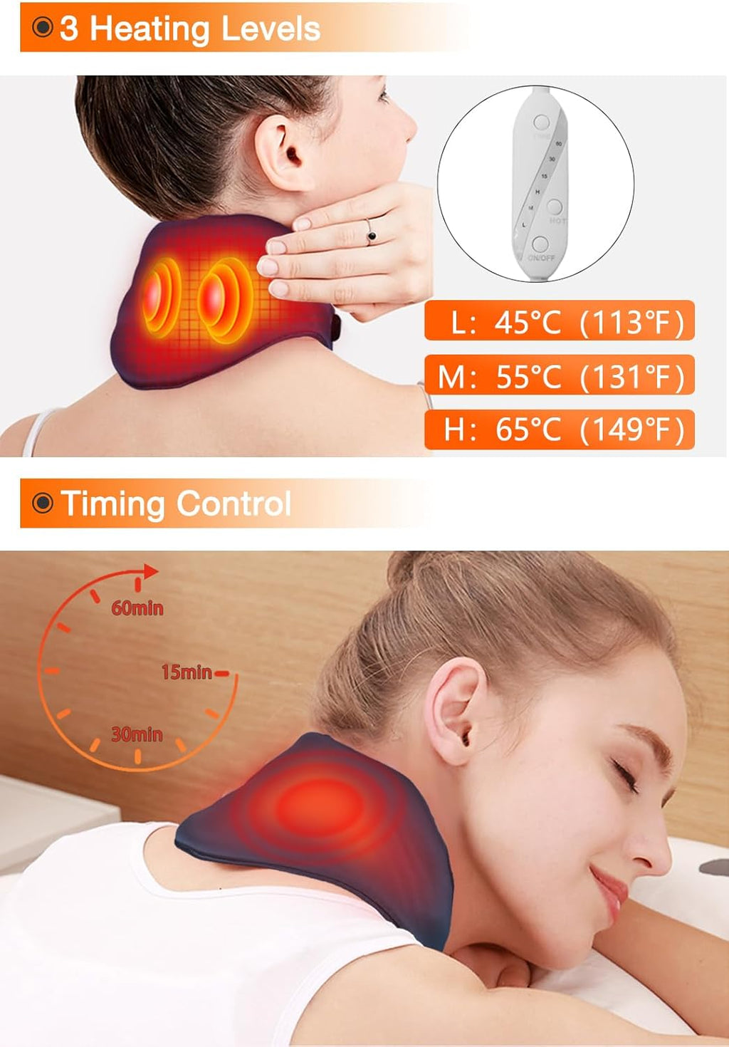 Heated Neck Wrap with Adjustable Temperature & Timer, USB-Powered for Pain Relief & Relaxation
