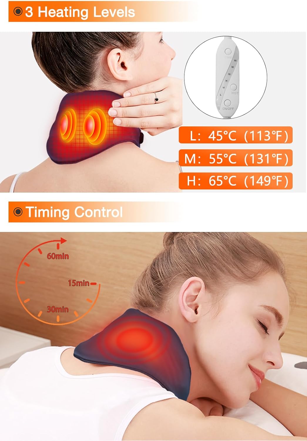 Heated Neck Wrap with Adjustable Temperature & Timer, USB-Powered for Pain Relief & Relaxation
