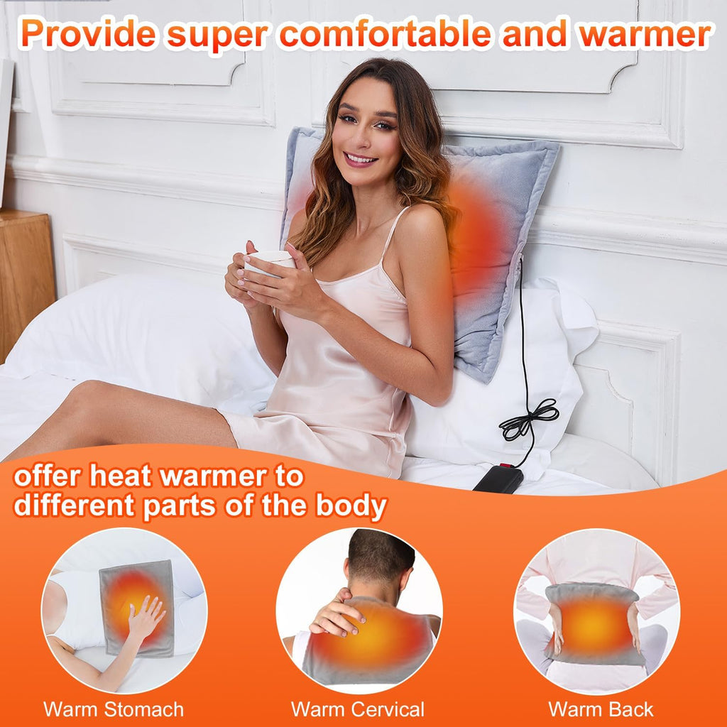 USB-Powered Heating Pillow Cover for Back Pain Relief - Soft Velvet Warmer Pad for Lumbar Support