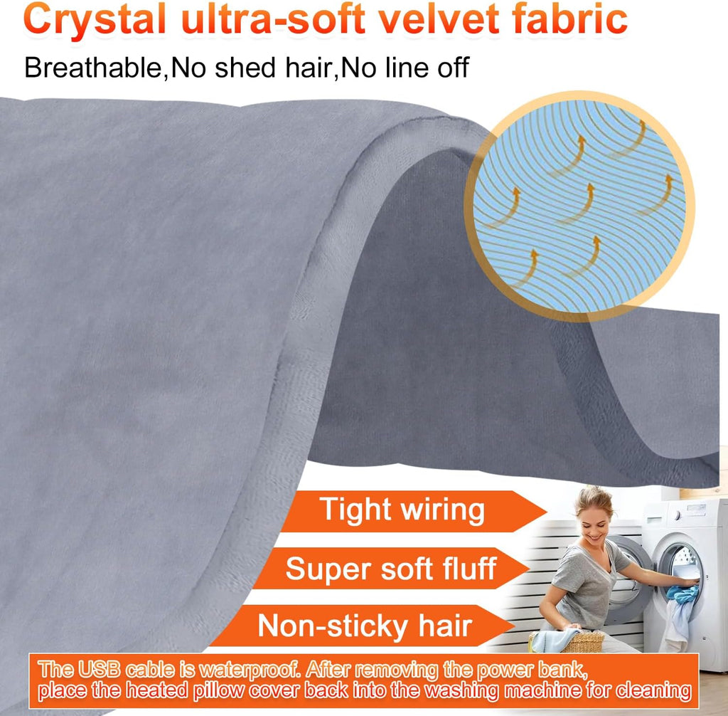 USB-Powered Heating Pillow Cover for Back Pain Relief - Soft Velvet Warmer Pad for Lumbar Support