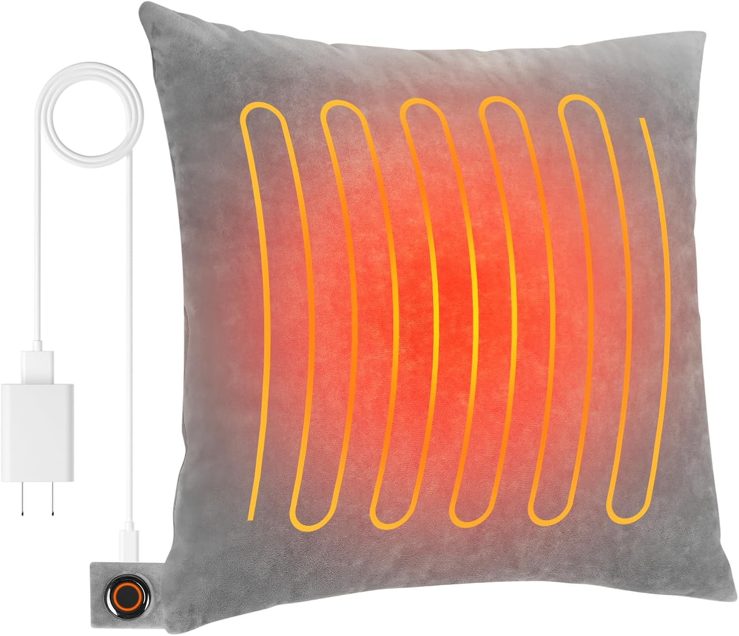 Electric Heated Lumbar Support Pillow with 3 Heat Settings, USB Powered, Machine Washable