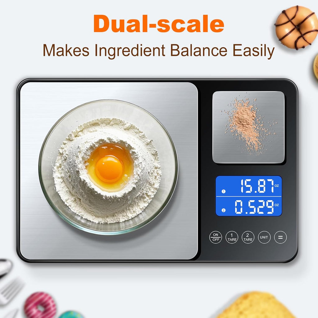Dual Platform Digital Kitchen Scale with 7 Units, Tare & Accumulation Functions