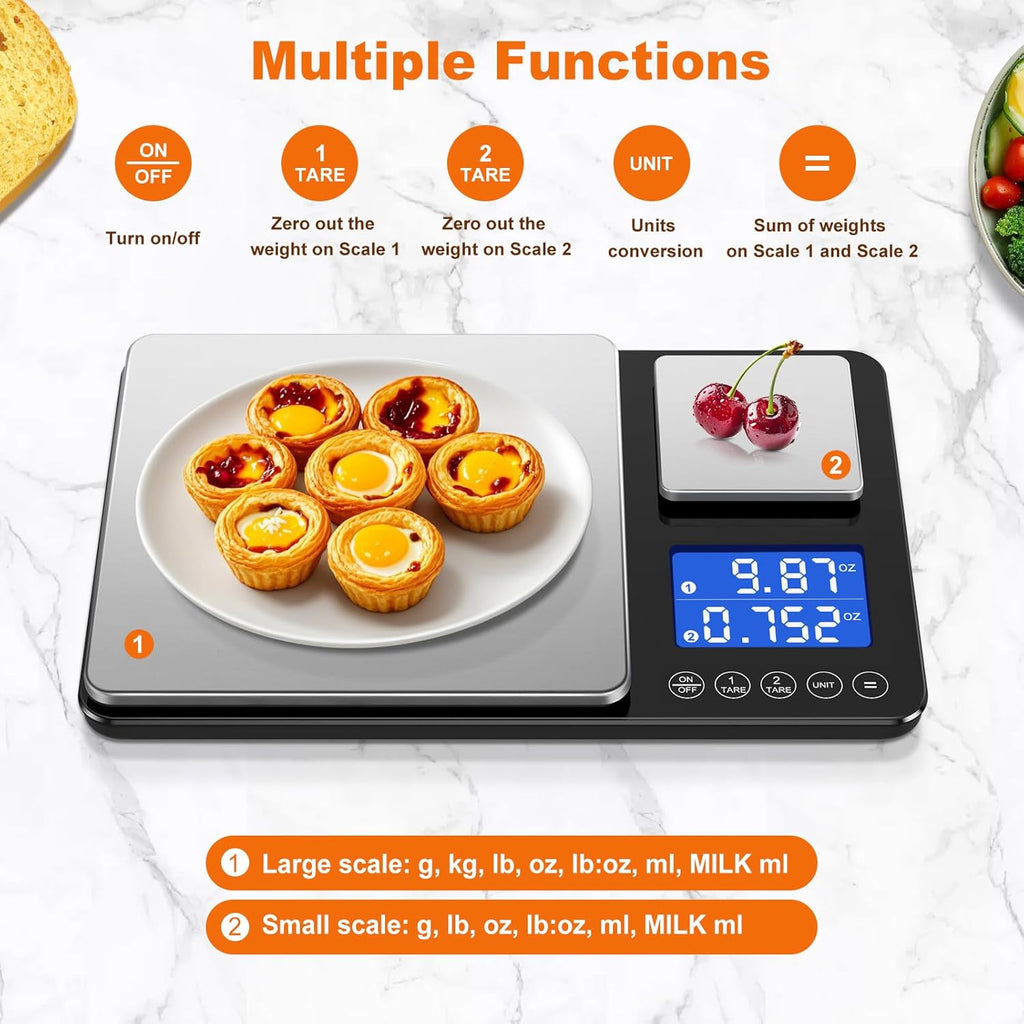 Dual Platform Digital Kitchen Scale with 7 Units, Tare & Accumulation Functions