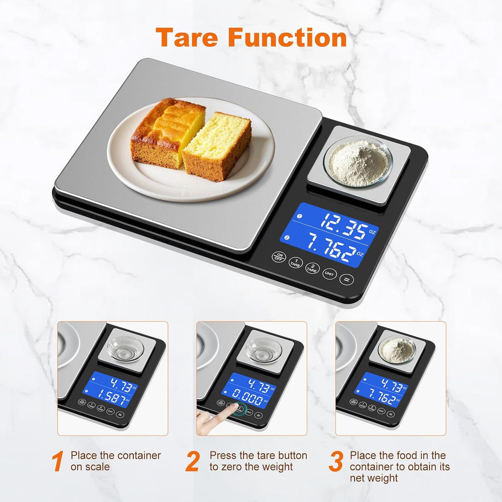 Dual Platform Digital Kitchen Scale with 7 Units, Tare & Accumulation Functions