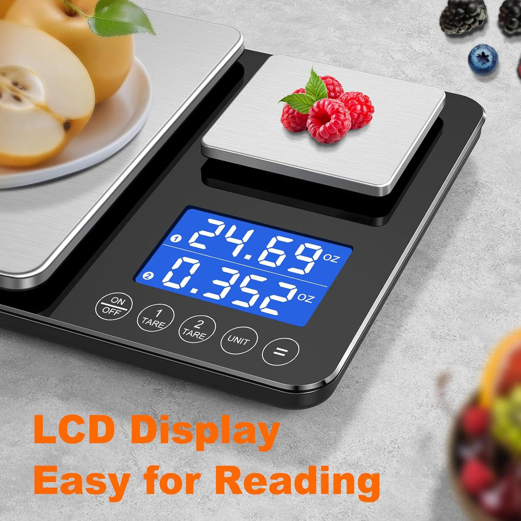 Dual Platform Digital Kitchen Scale with 7 Units, Tare & Accumulation Functions