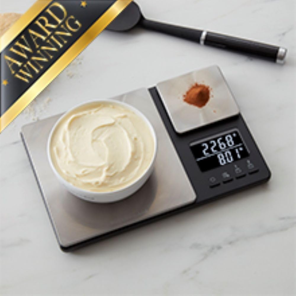 Dual Platform Digital Kitchen and Food Scale, 11lb and 16oz Precision Capacity, Black Stainless Steel