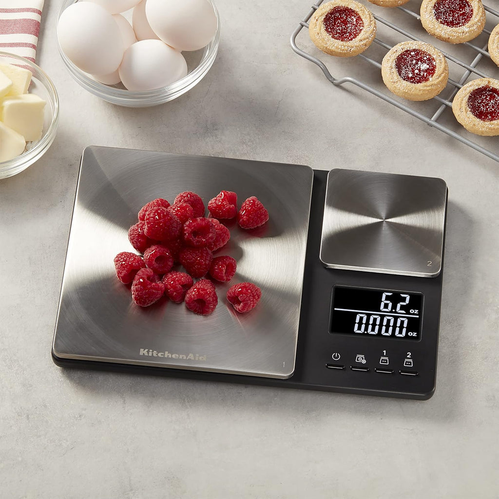 Dual Platform Digital Kitchen and Food Scale, 11lb and 16oz Precision Capacity, Black Stainless Steel