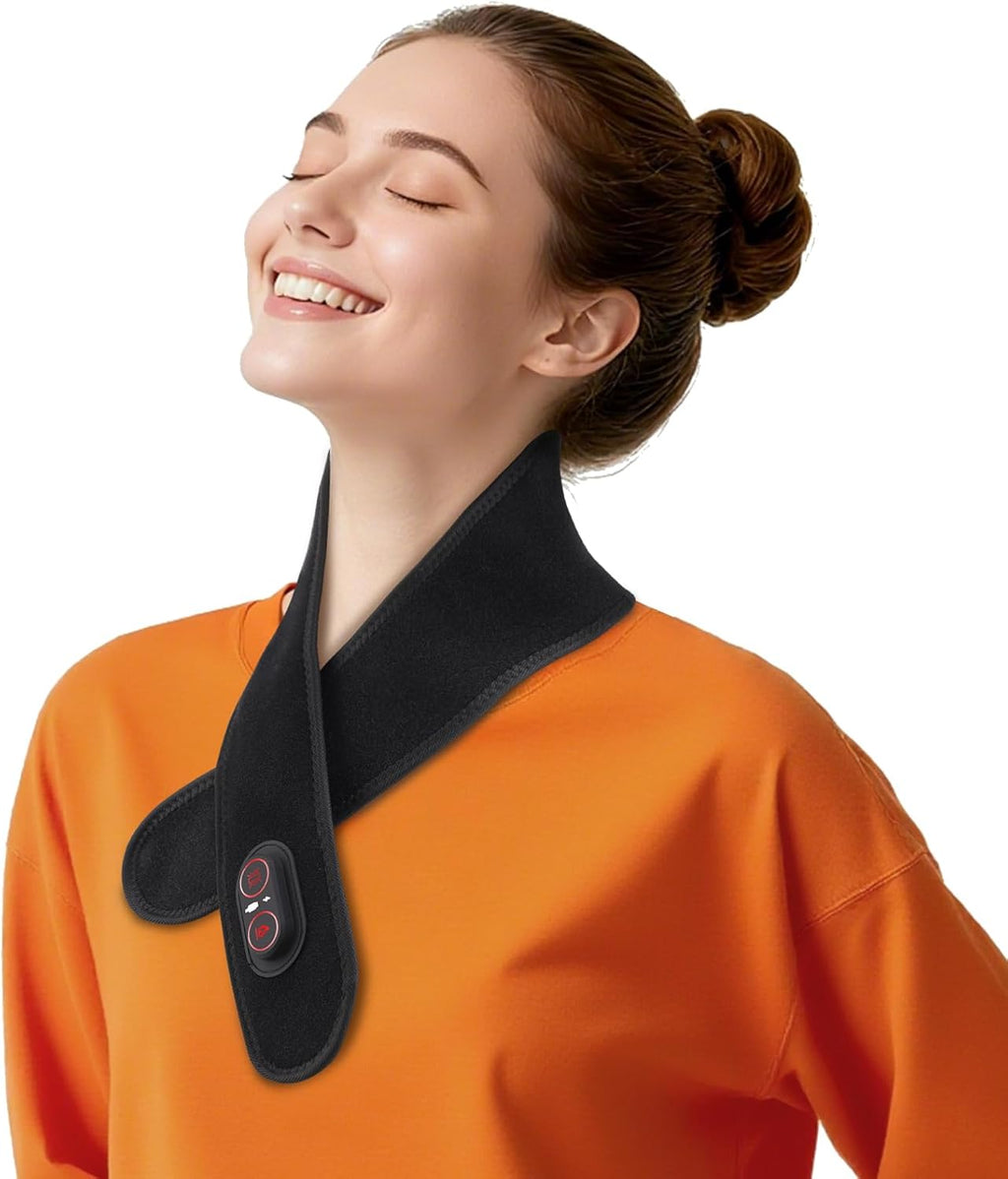 Cordless Neck Heating Pad with Massage and Red Light Therapy for Pain Relief