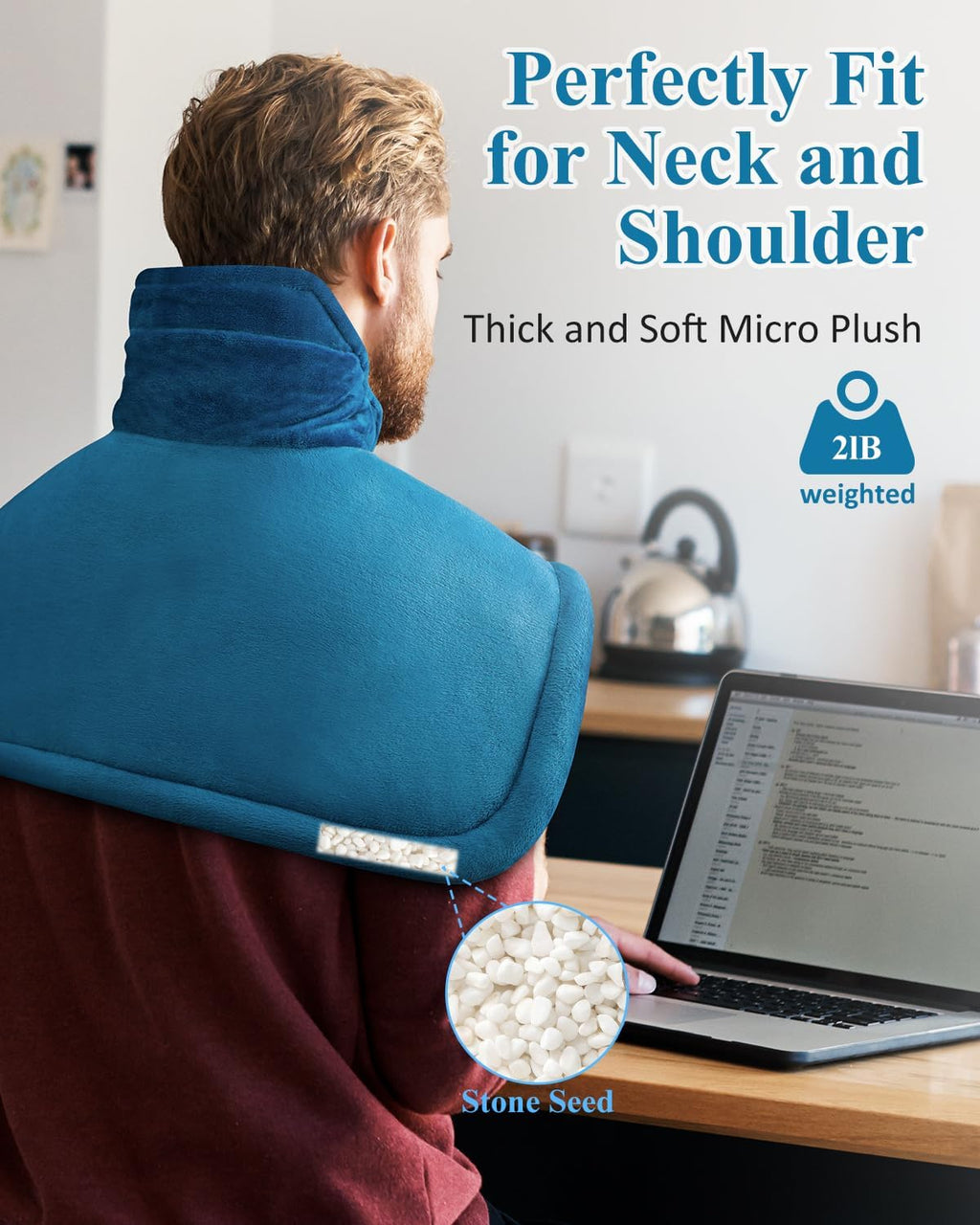 Weighted Electric Heating Pad for Neck & Shoulder Pain Relief - 6 Heat Settings, 4 Timers, Auto Off