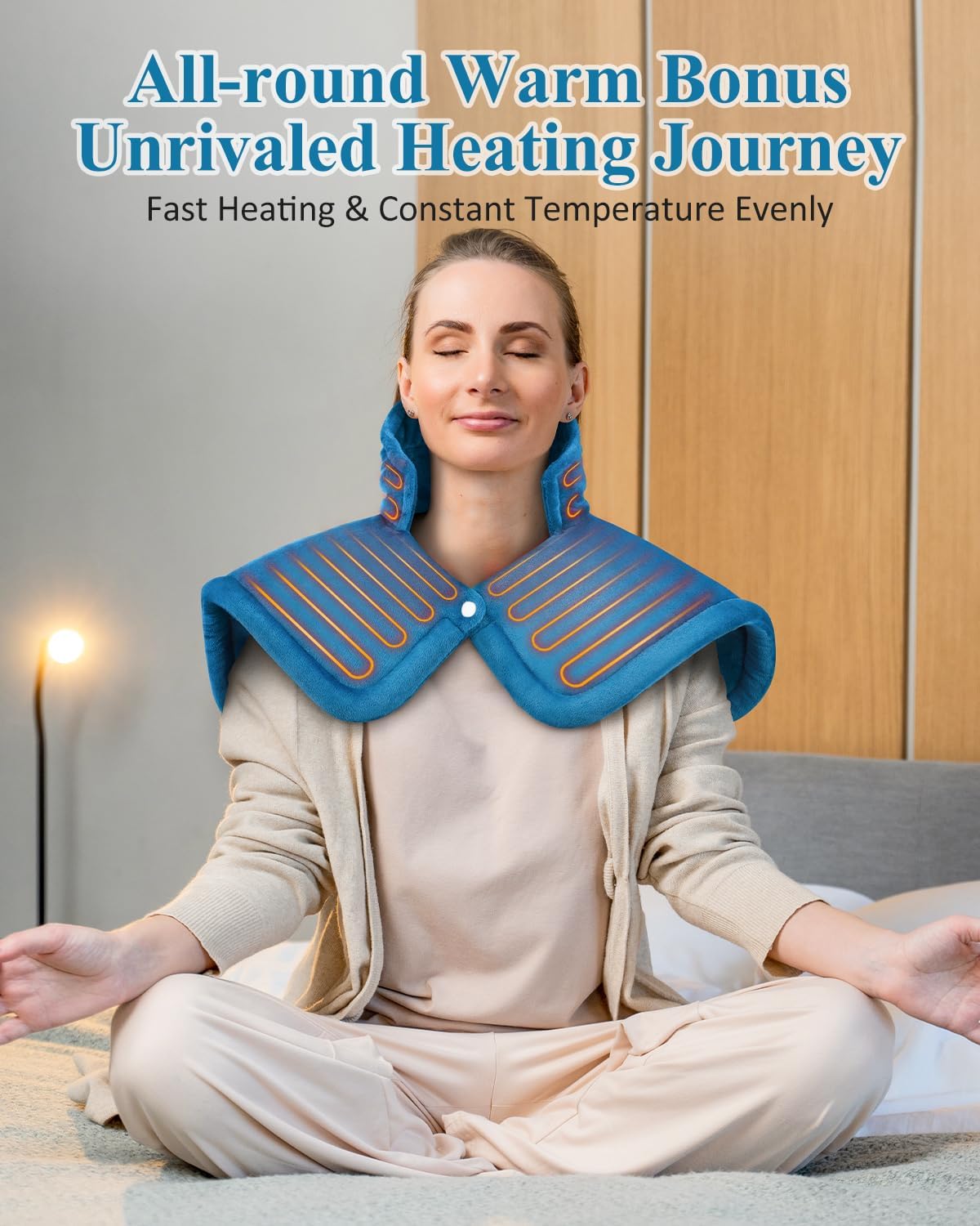 Weighted Electric Heating Pad for Neck & Shoulder Pain Relief - 6 Heat Settings, 4 Timers, Auto Off