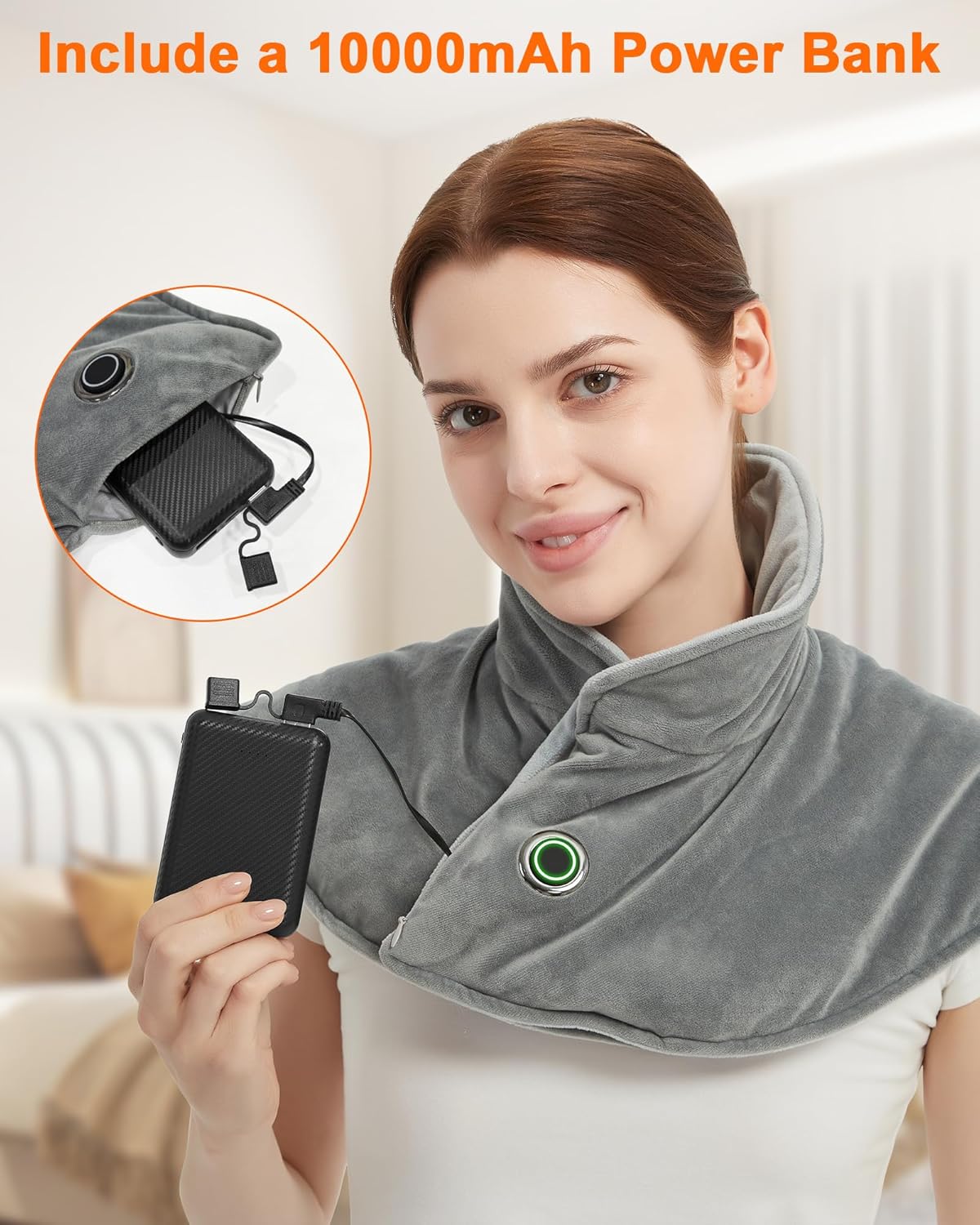 Cordless Neck Heating Pad with Battery & Weighted Design for Pain Relief