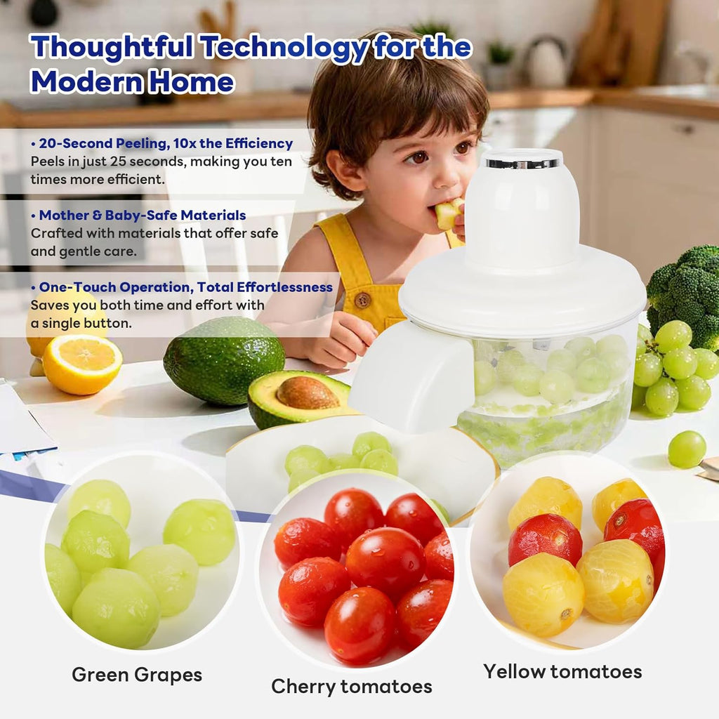 Automatic Grape, Garlic & Tomato Peeler - Cordless Electric Skin Remover for Small Fruits