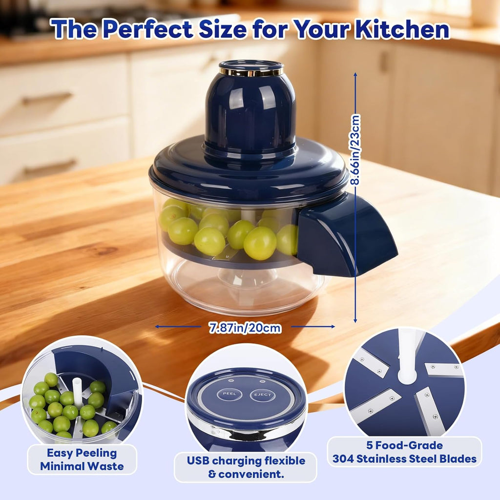 Electric Automatic Peeler for Grapes, Garlic & Cherry Tomatoes - Cordless Kitchen Tool