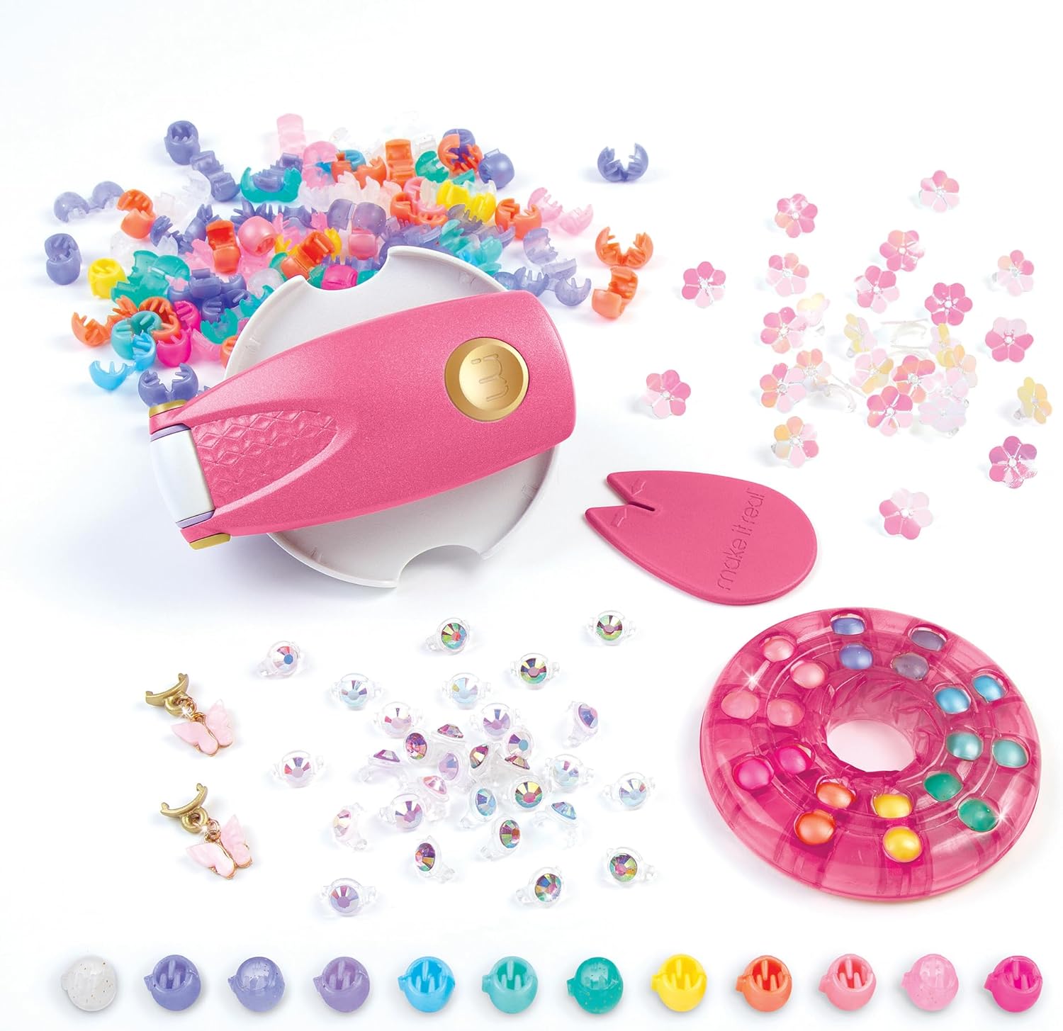 Snap N' Glam Hair Styling Set with 100 Reusable Bead Clips, Gems & Accents for Girls Ages 8+
