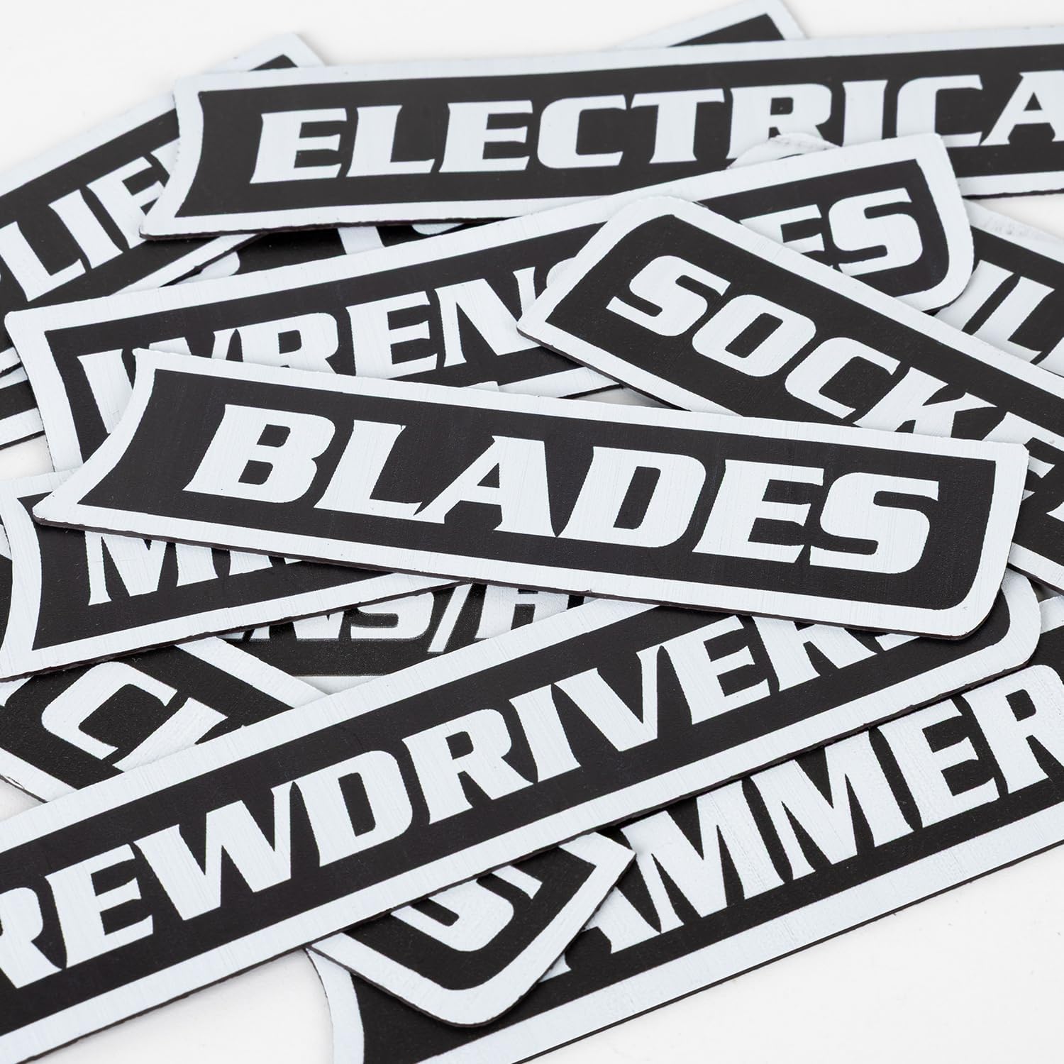 12-Pack Magnetic Toolbox Labels for Steel Storage - Quick Identification & Reusable