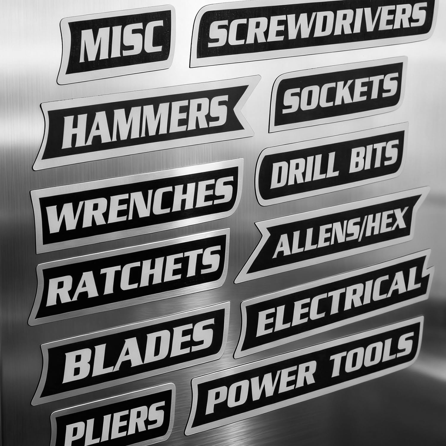 12-Pack Magnetic Toolbox Labels for Steel Storage - Quick Identification & Reusable