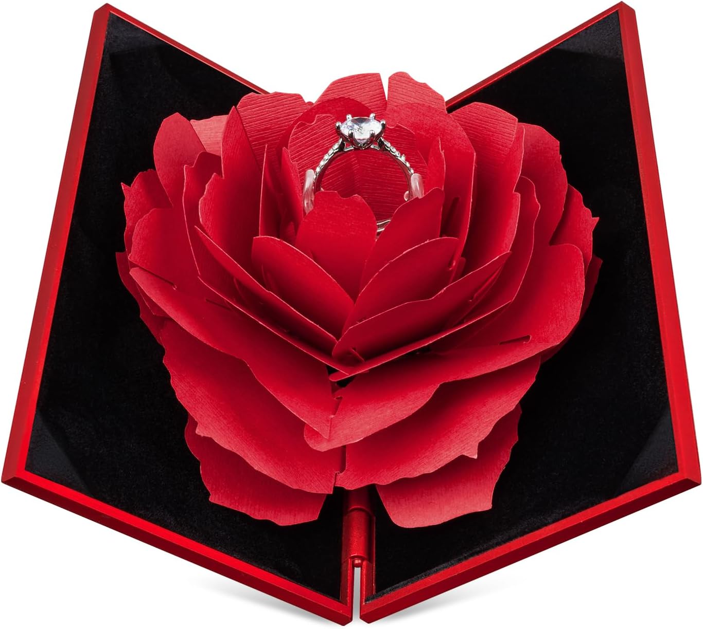 Creative Ring Box with Blooming Rose for Proposal, Engagement, and Wedding Jewelry Display