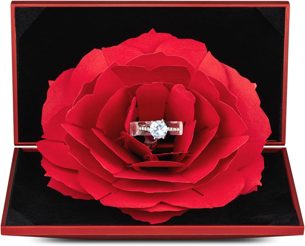 Creative Ring Box with Blooming Rose for Proposal, Engagement, and Wedding Jewelry Display