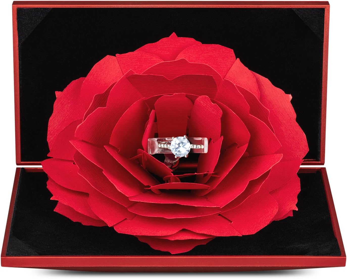 Creative Ring Box with Blooming Rose for Proposal, Engagement, and Wedding Jewelry Display