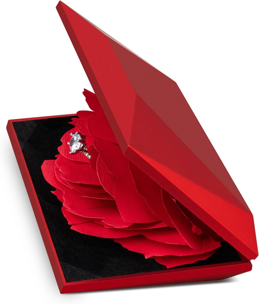 Creative Ring Box with Blooming Rose for Proposal, Engagement, and Wedding Jewelry Display