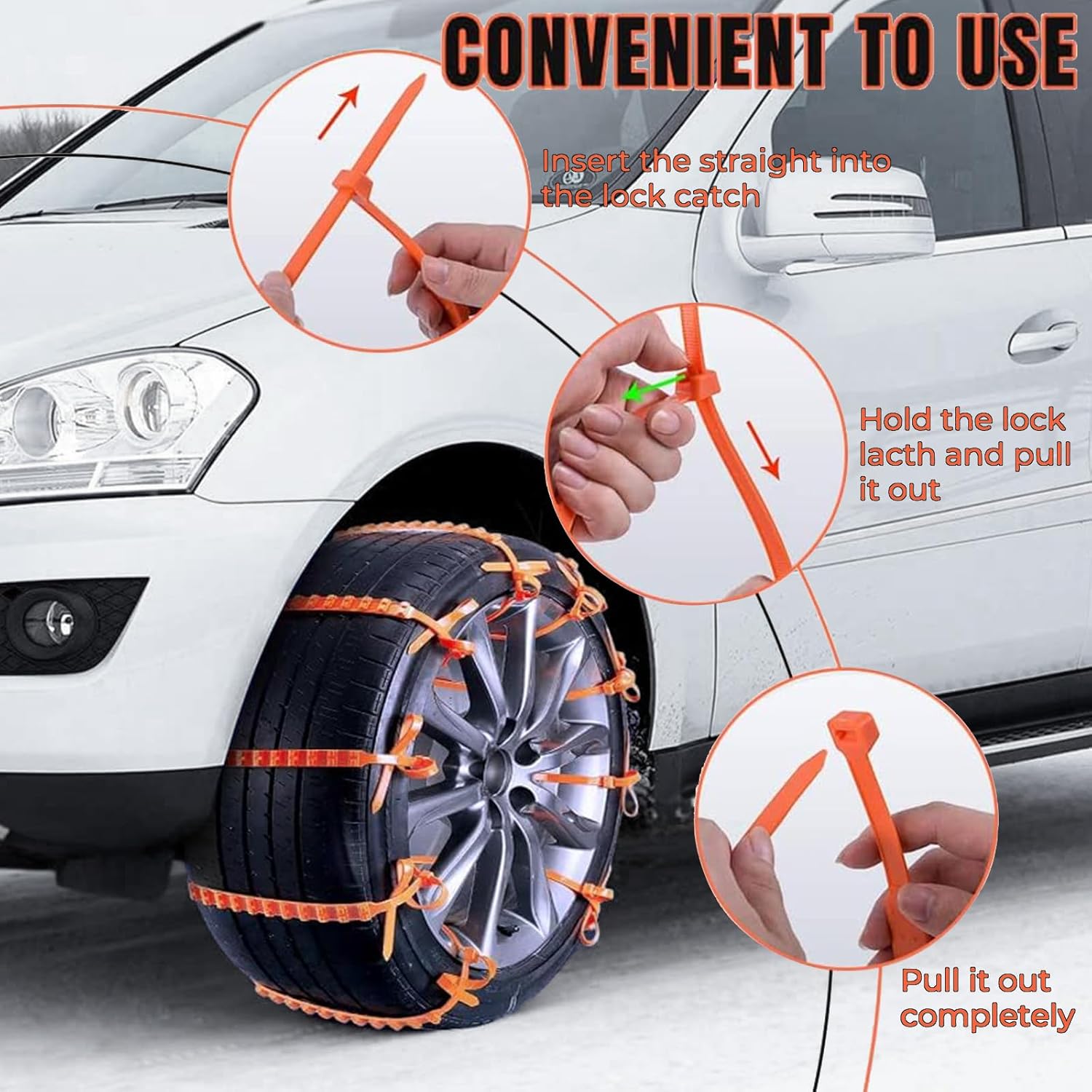 20PCS Universal Anti-Skid Snow Tire Chains for Trucks, SUVs & Sedans - Reusable Winter Emergency Traction